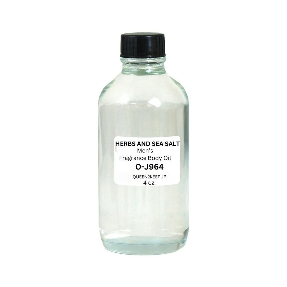 Herbs and Sea Salt Men's Body Oil Fresh Earthy and Ocean Fragrance Oil 4 oz